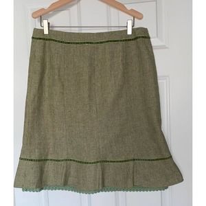 Andrea Viccaro Skirt Wool Blend Sz 10, Green Tweed